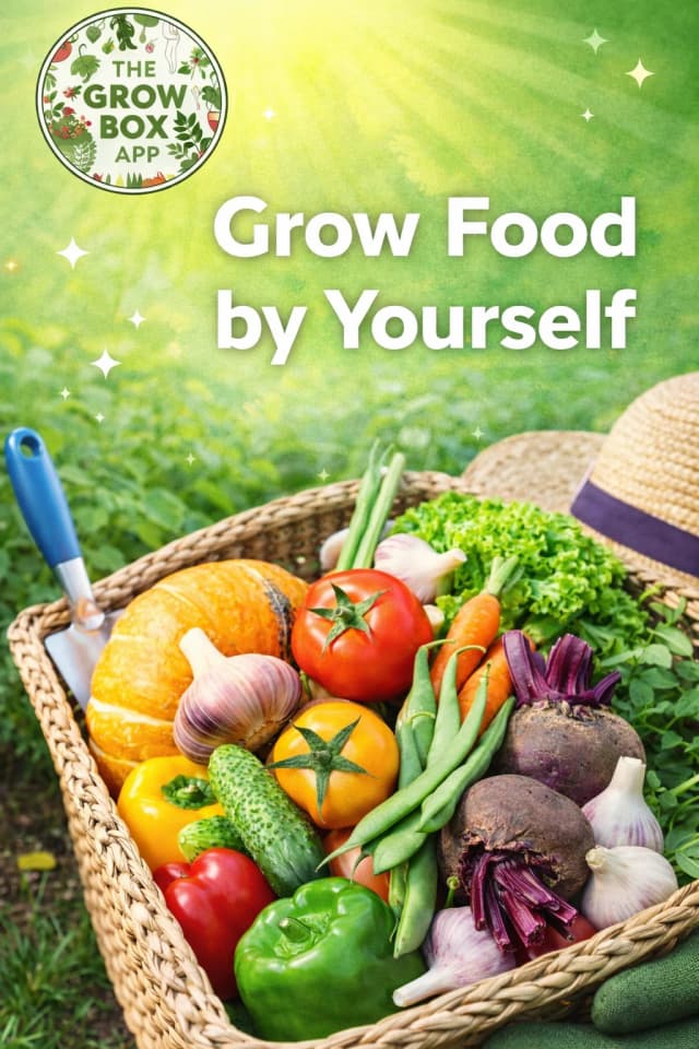GrowBox app start page showing Grow Food by Yourself tagline