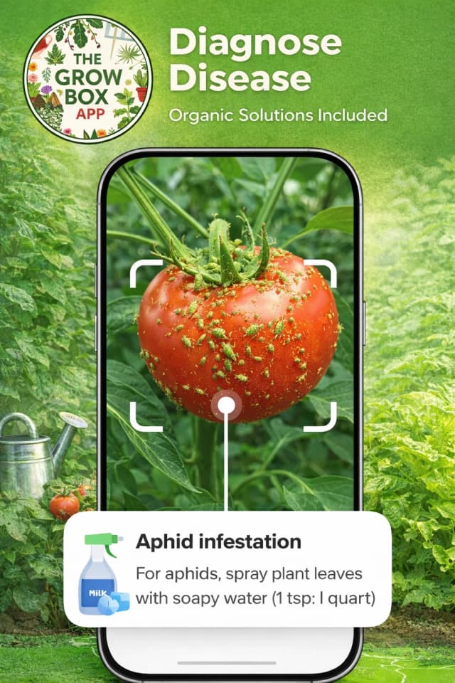 GrowBox app scanning a tomato plant for disease detection